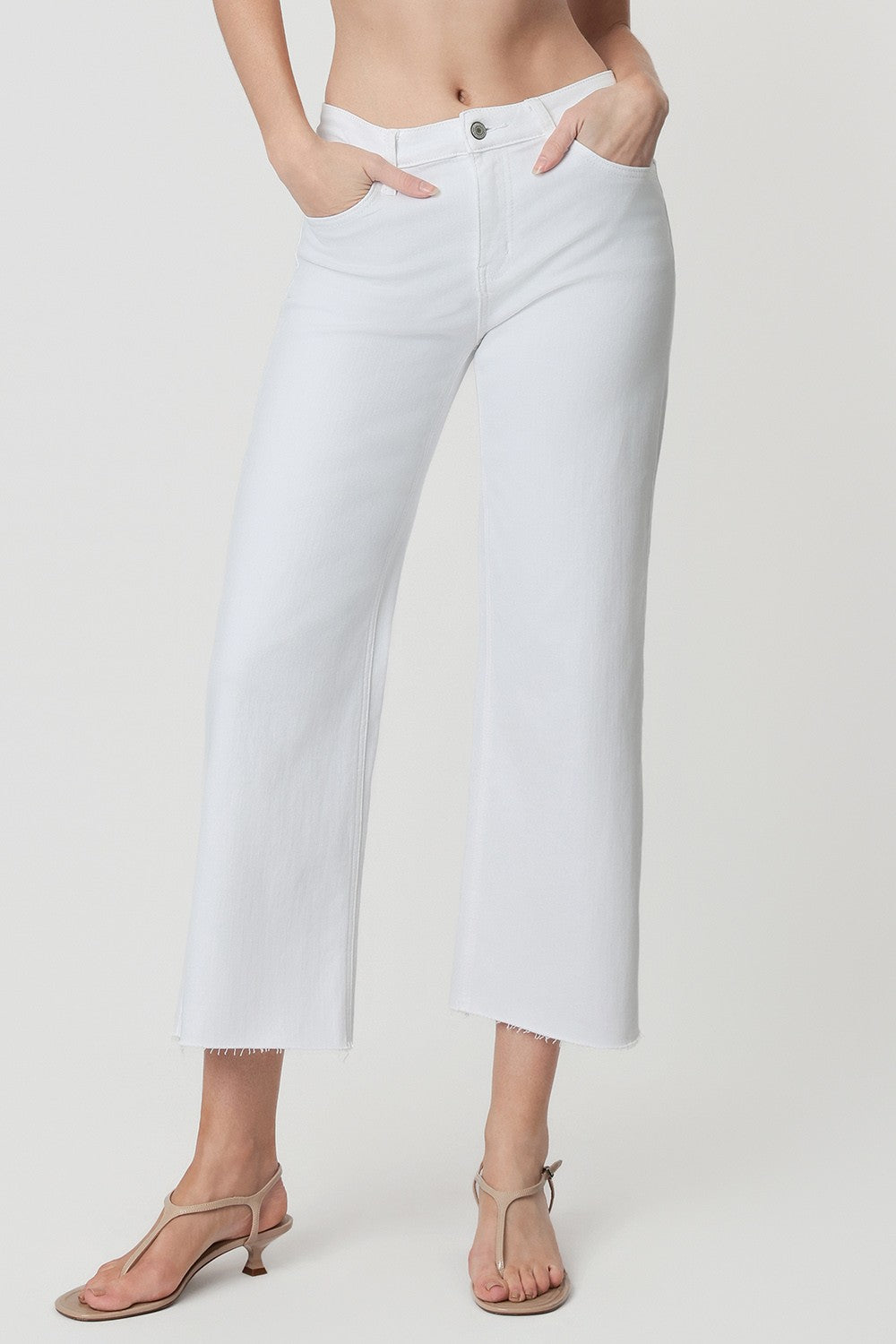 White Crop Wide Leg