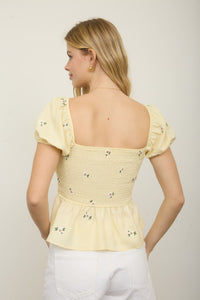 Yellow Dainty Embroidered Top