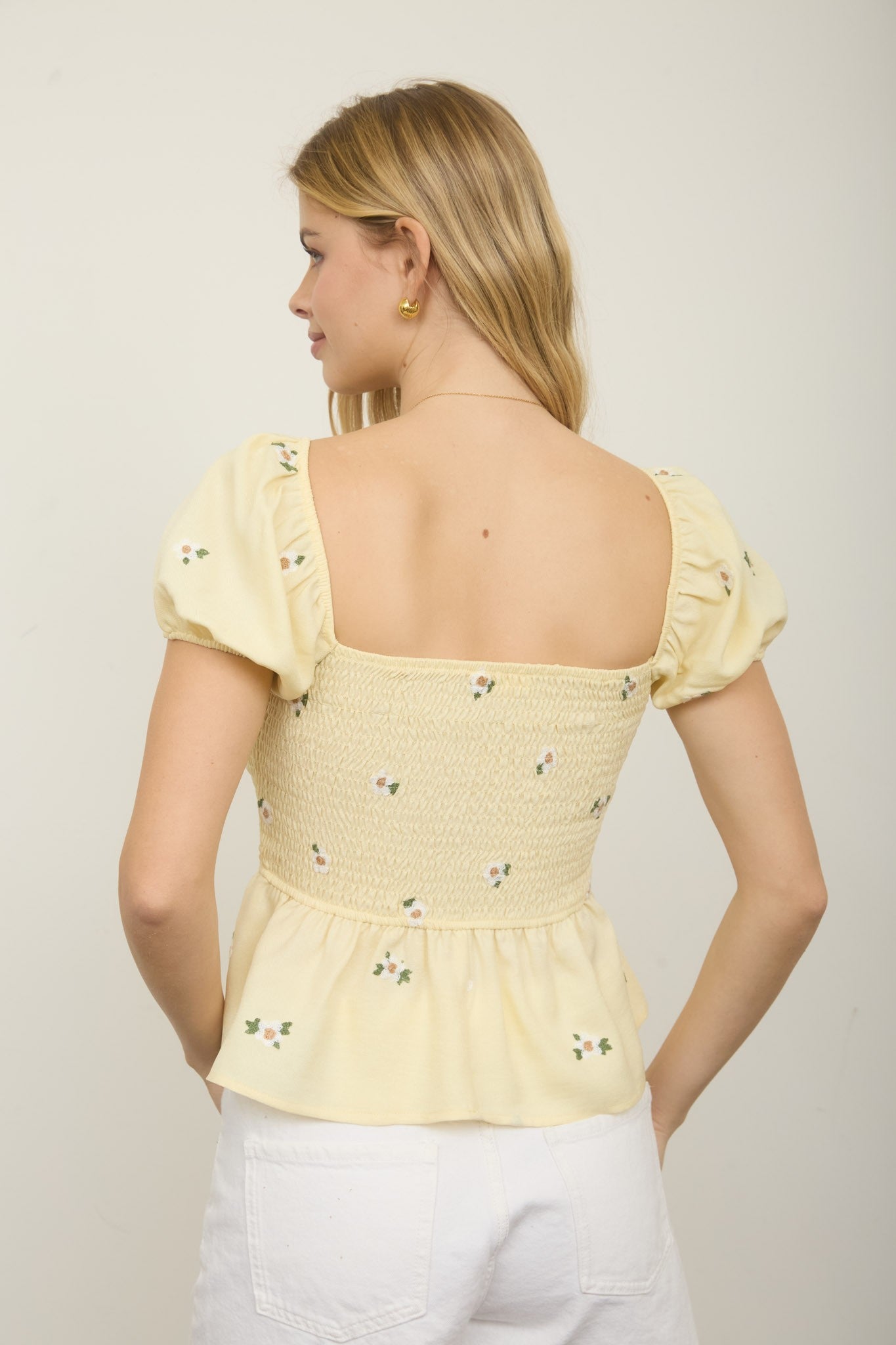 Yellow Dainty Embroidered Top