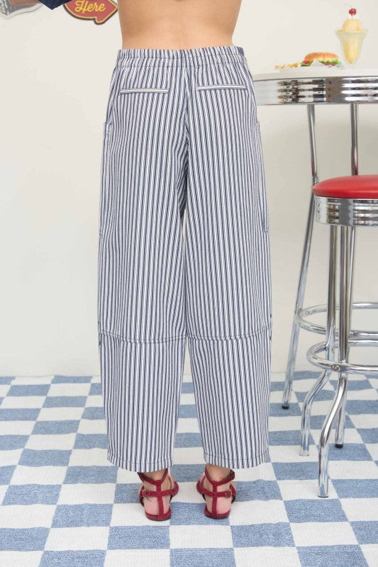 Navy Stripe Wide Leg