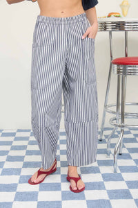 Navy Stripe Wide Leg