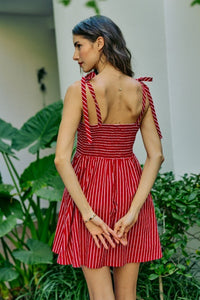 Red Shoulder Tie Dress