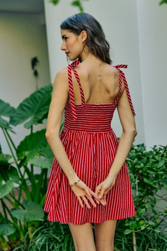 Red Shoulder Tie Dress