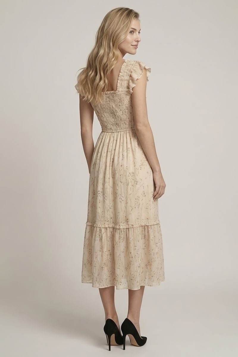 Cream Multi Floral Midi