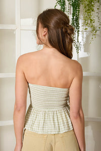 Olive Plaid Strapless