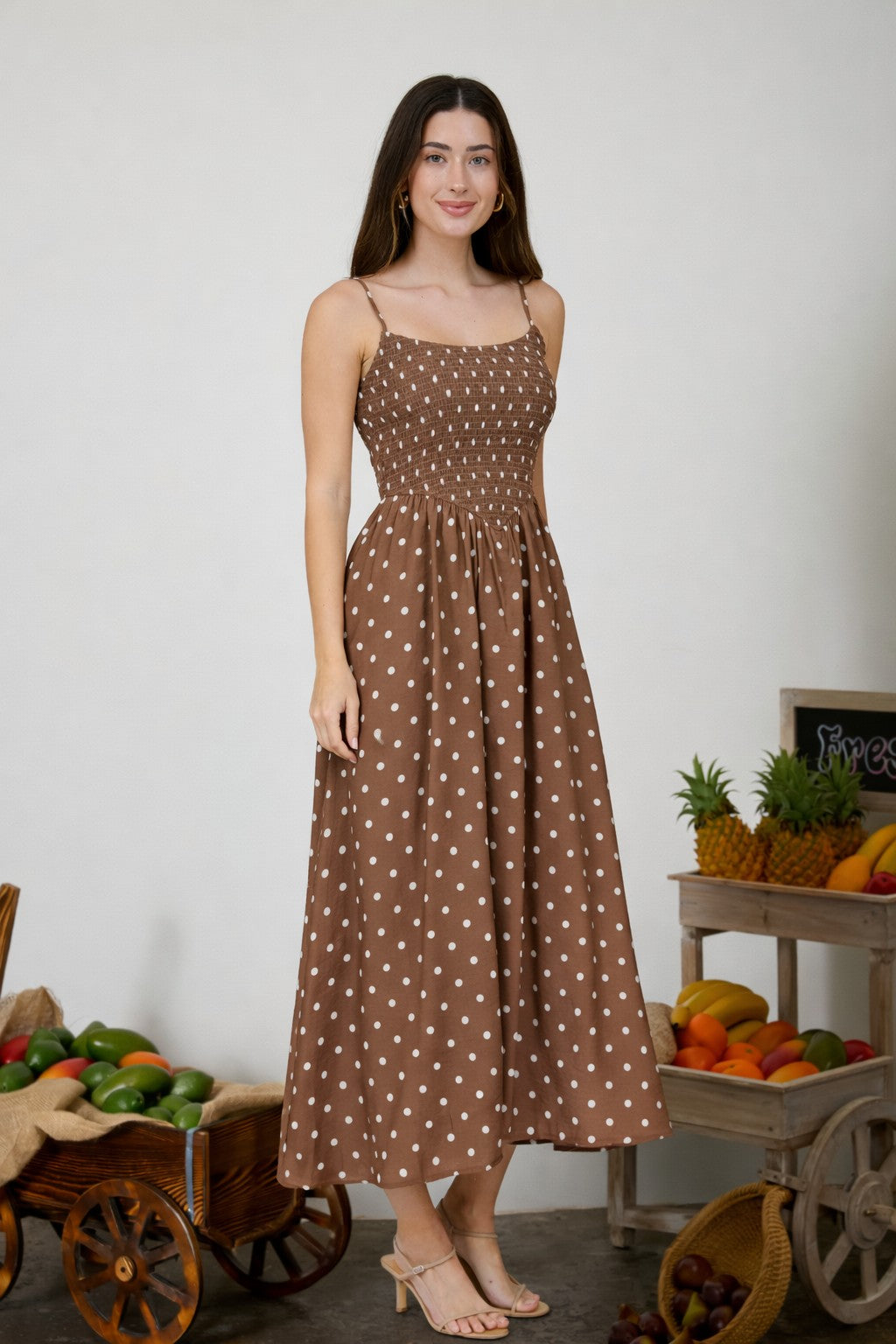 Brown Polka Dot Midi