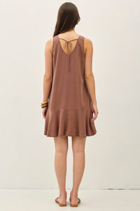 Brown Ruffle Hem Dress