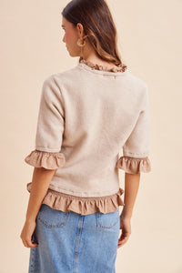 Latte Ruffle Trim Sweater