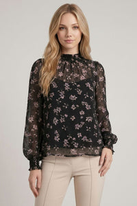 Black Floral Dot Blouse