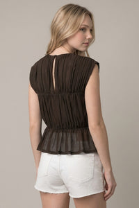 Chocolate Sheer Peplum