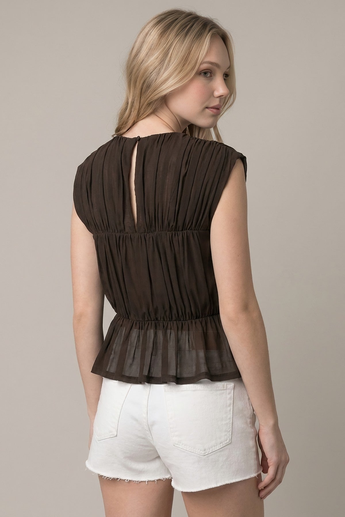 Chocolate Sheer Peplum