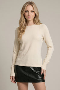 Cream Raw Edge Tee