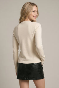 Cream Raw Edge Tee