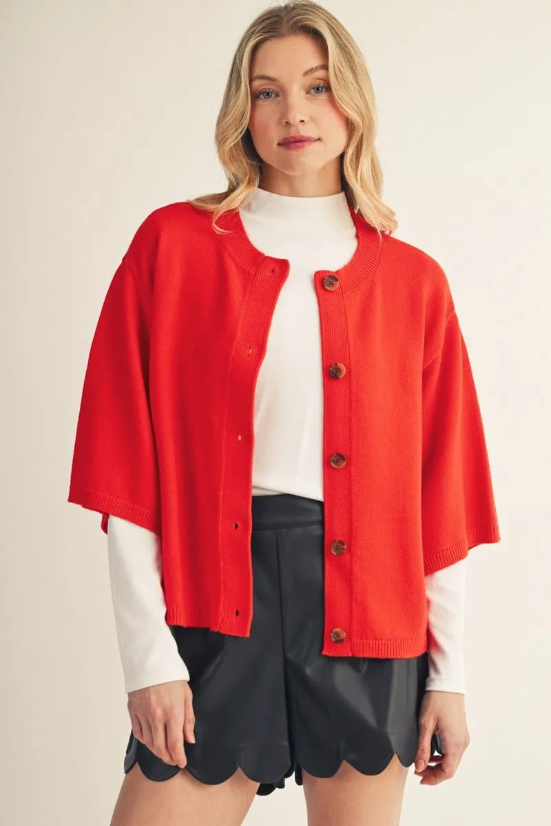 Red Buttondown Cardigan