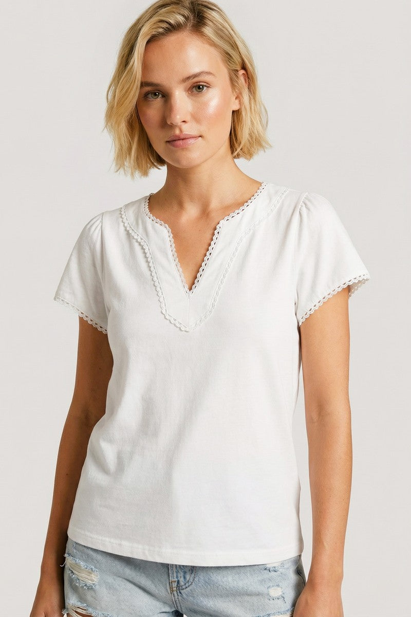White Scallop Trim Top