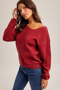 Wine Asymmetrical Sweater