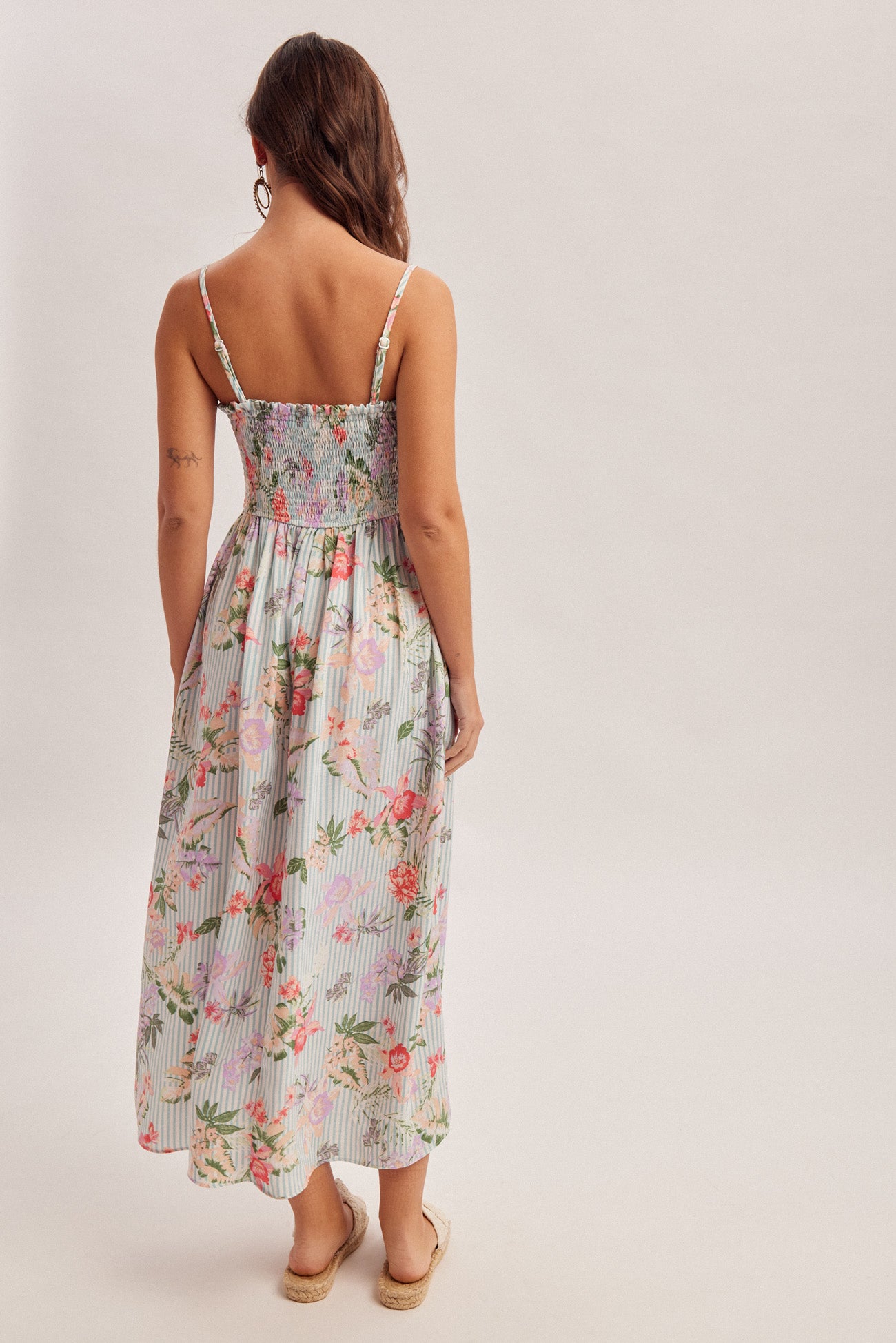 Floral & Stripe Smocked Dress
