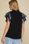 Black Sequin Sleeve Top