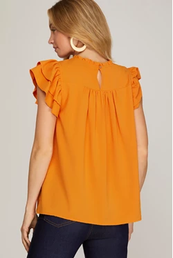 Orange Pleated Top