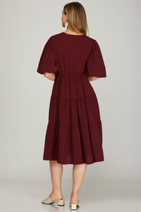 Wine Tier Midi Dress