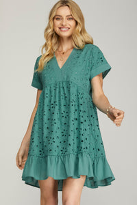 Green Embroidered Dress