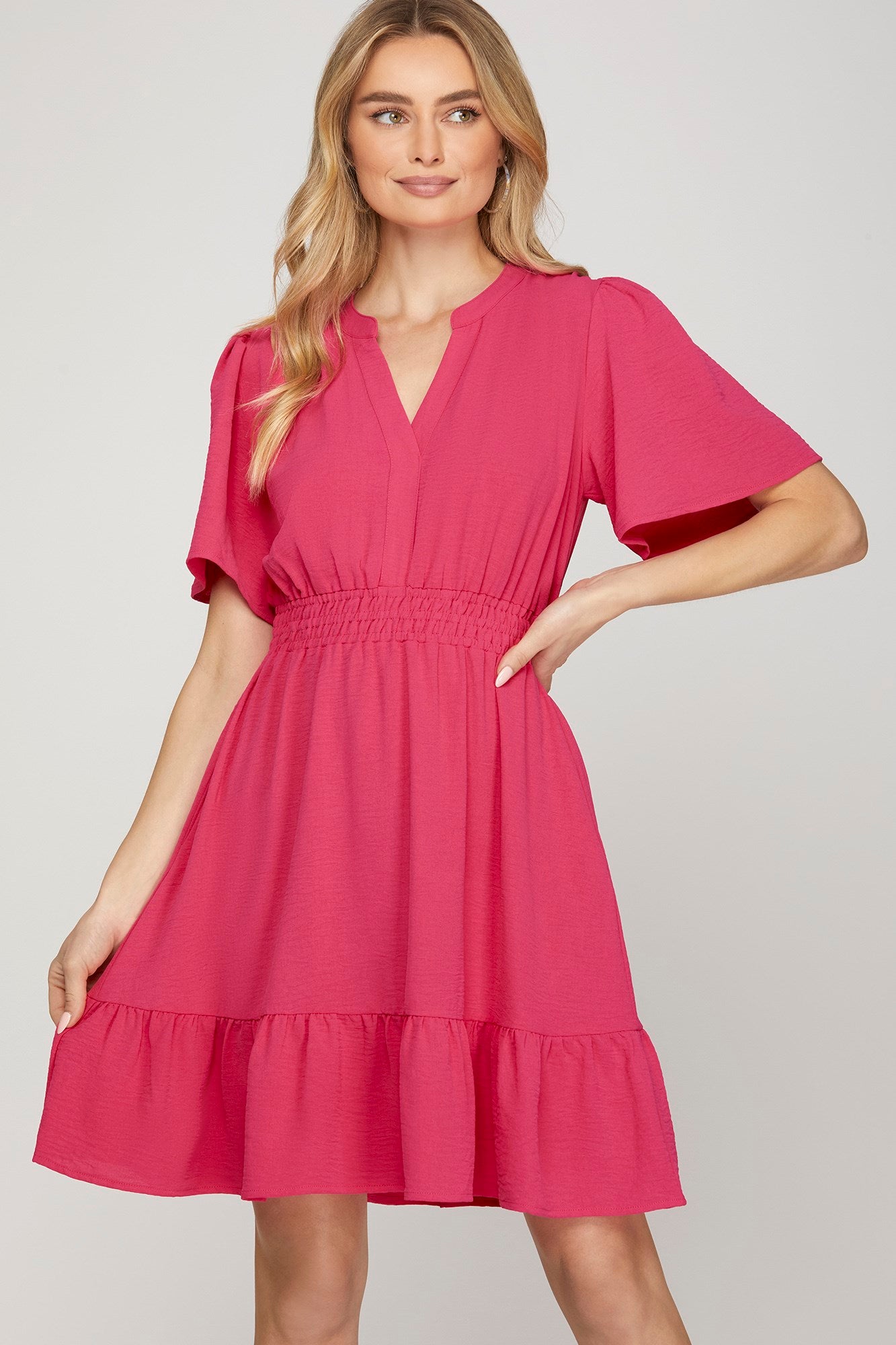Pink Bell Sleeve Dress