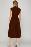 Wine Twill Zip Dress