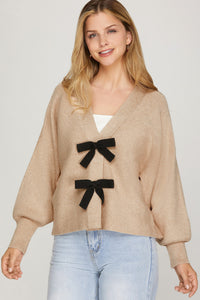 Taupe Front Bow Sweater