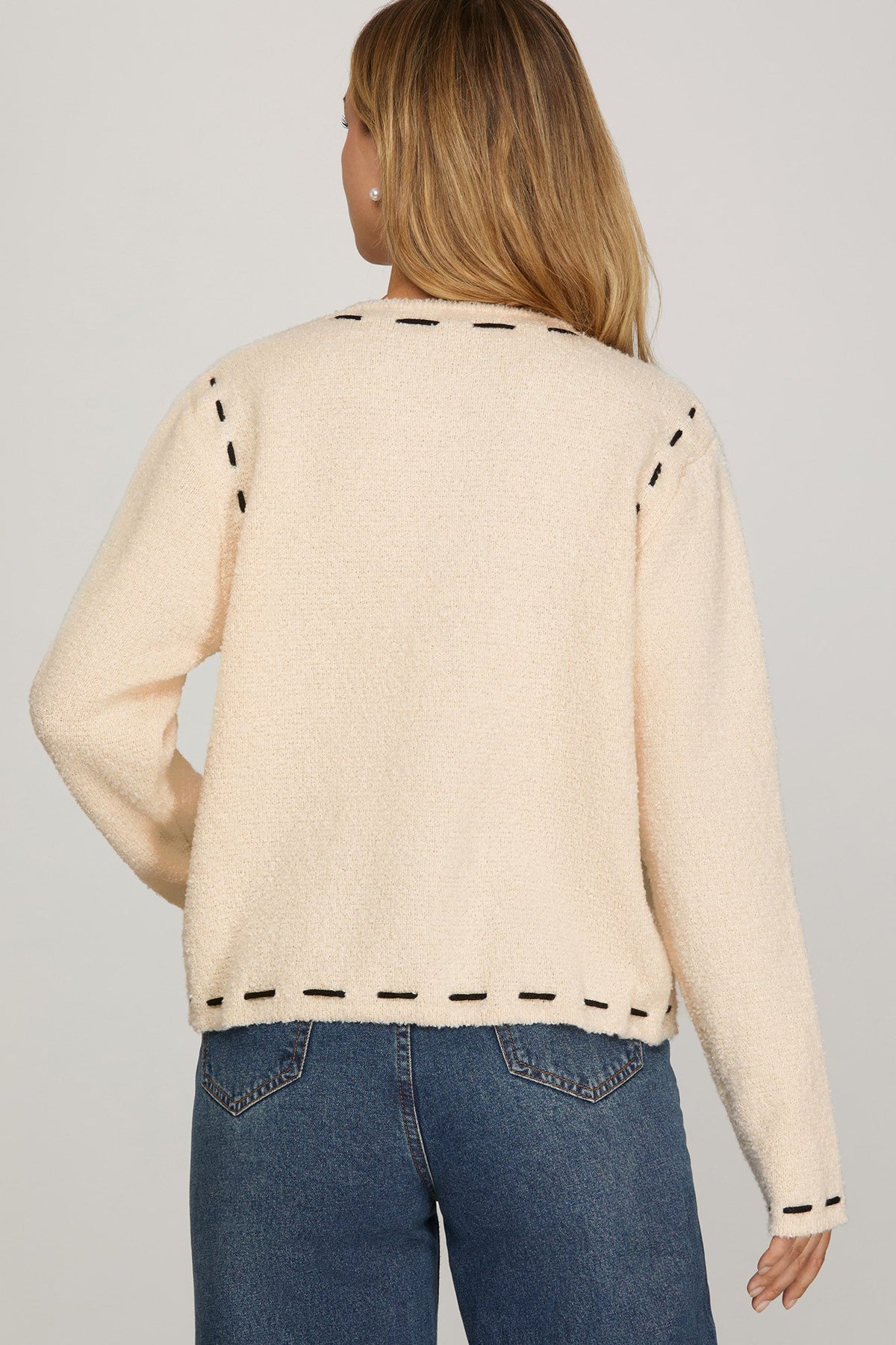 Cream Stitch Detail Cardigan