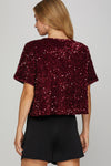 Wine Sequin Top