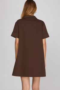 Brown Collared Mini Dress