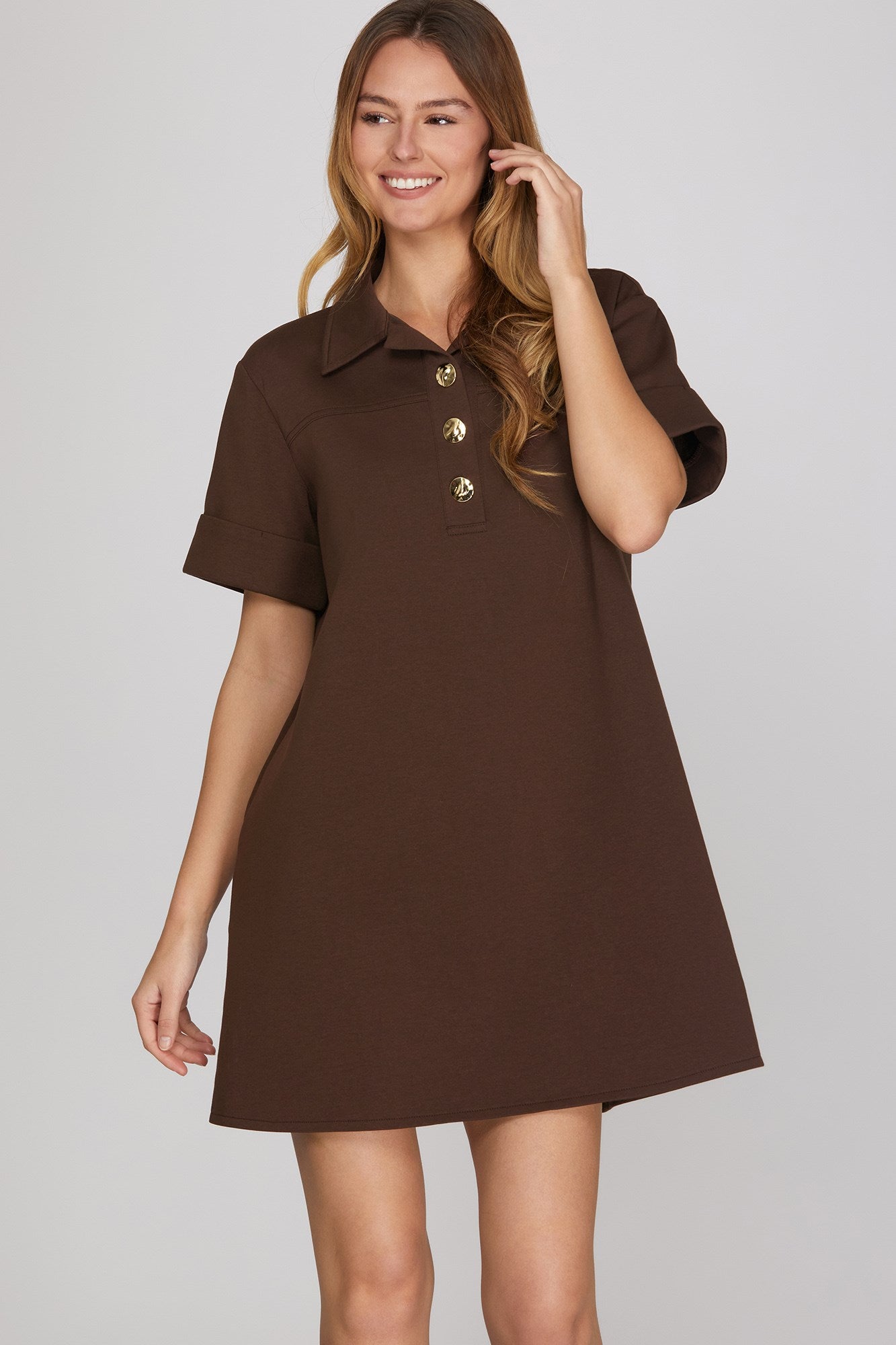 Brown Collared Mini Dress