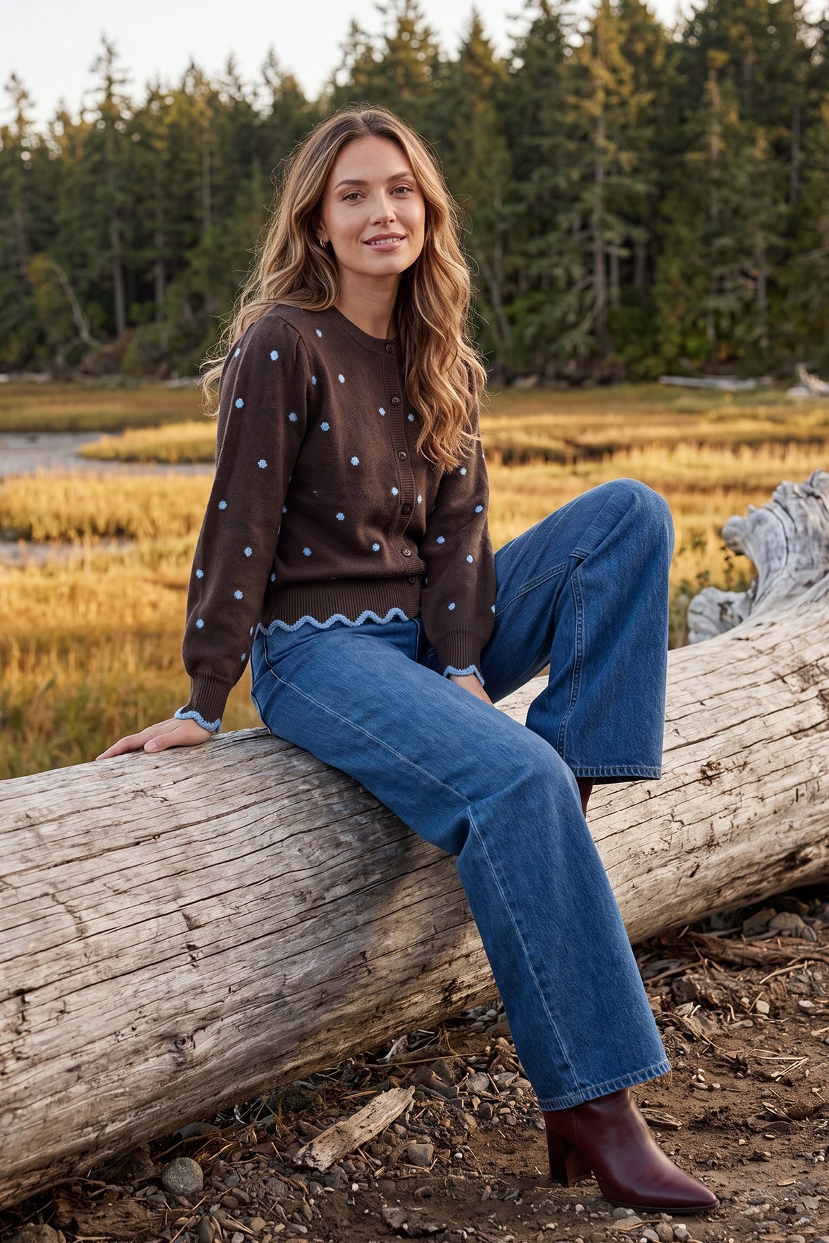 Brown Polka Dot Cardigan