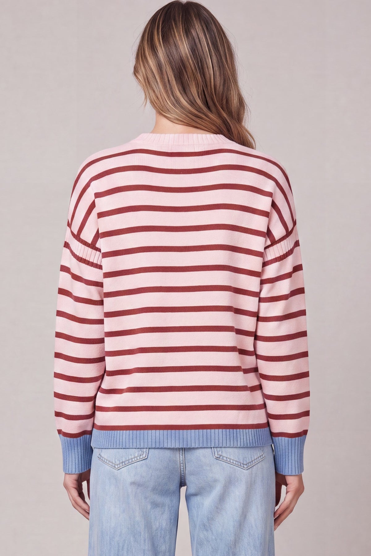 Pink & Wine Stripe Sweater