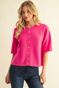 Pink Buttondown Cardigan