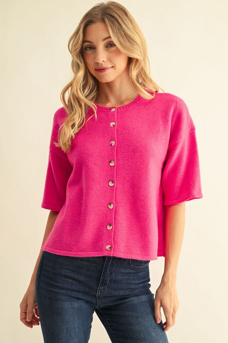 Pink Buttondown Cardigan