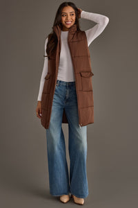 Brown Long Puffer Vest