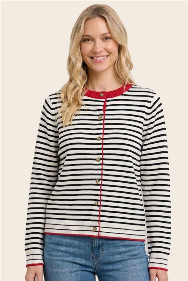 Black & Red Stripe Cardigan
