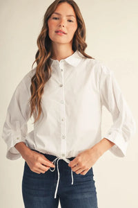 White Drawstring Buttondown