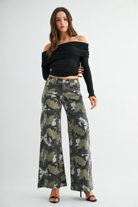 Camo Wide Leg Denim