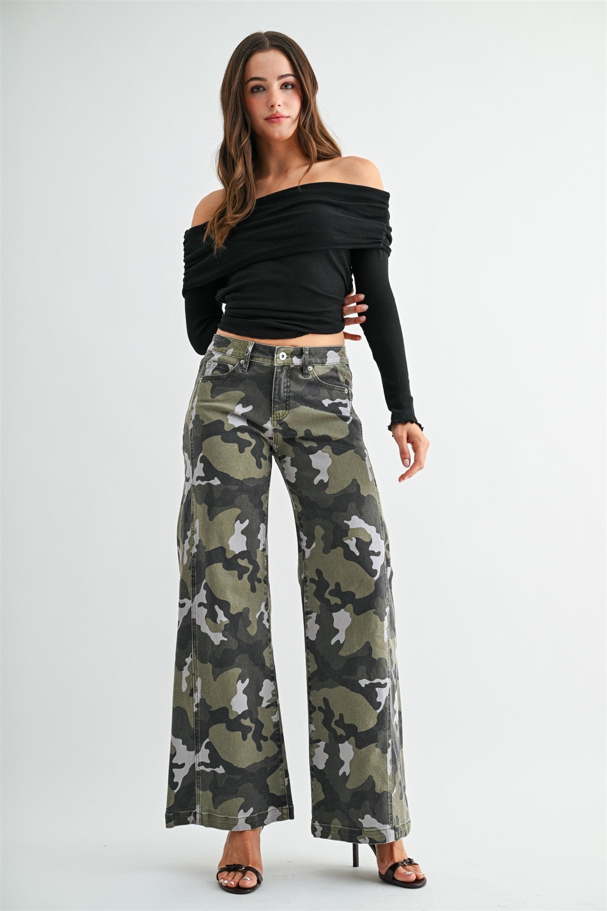 Camo Wide Leg Denim
