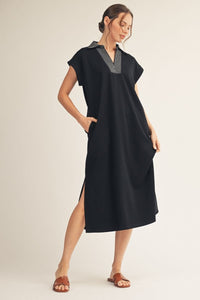 Black Stitch Detail Midi