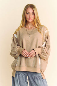 Taupe Side Slit Pullover