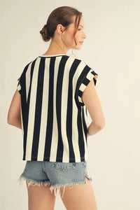 Black Bold Stripe Top