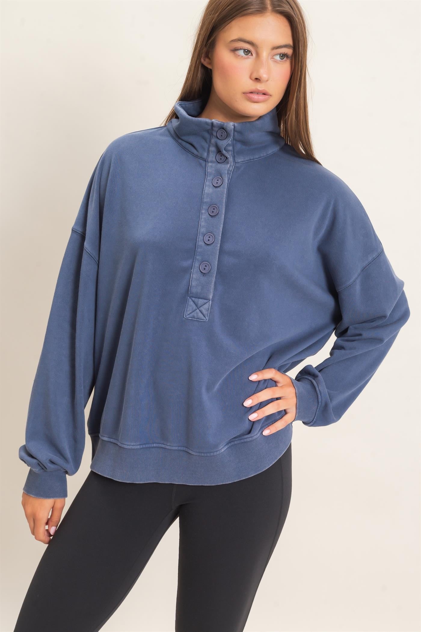 Mineral Wash High Neck Pullover