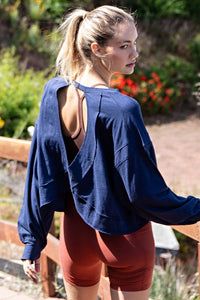 Navy L/S Open Back