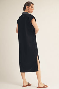 Black Stitch Detail Midi