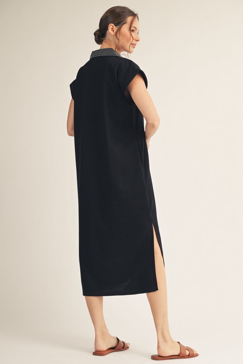 Black Stitch Detail Midi