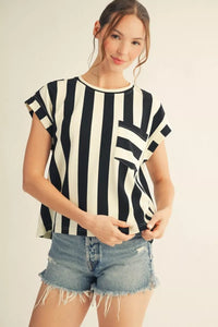 Black Bold Stripe Top