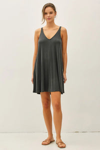 Charcoal V-Neck Knit Dress